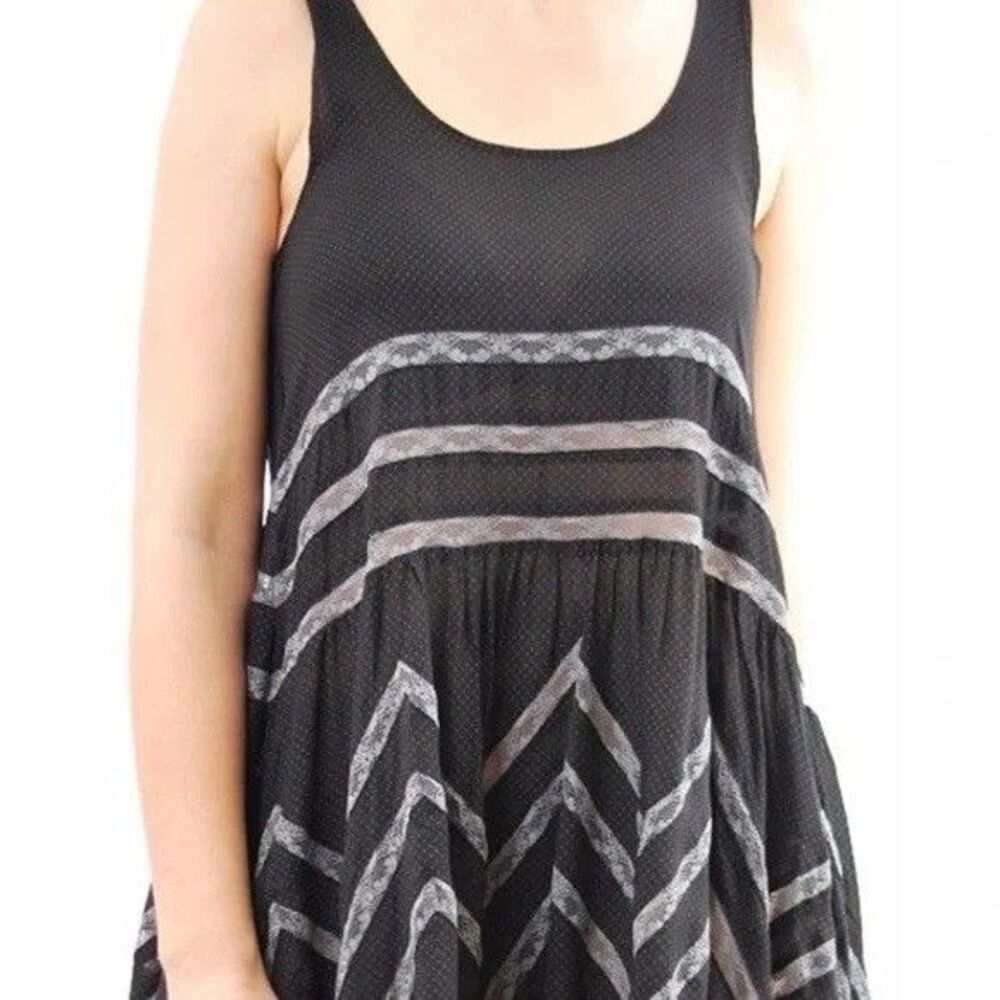 Intimately Free People black trapeze BOHO Indie & lace detailing Dress Size XS